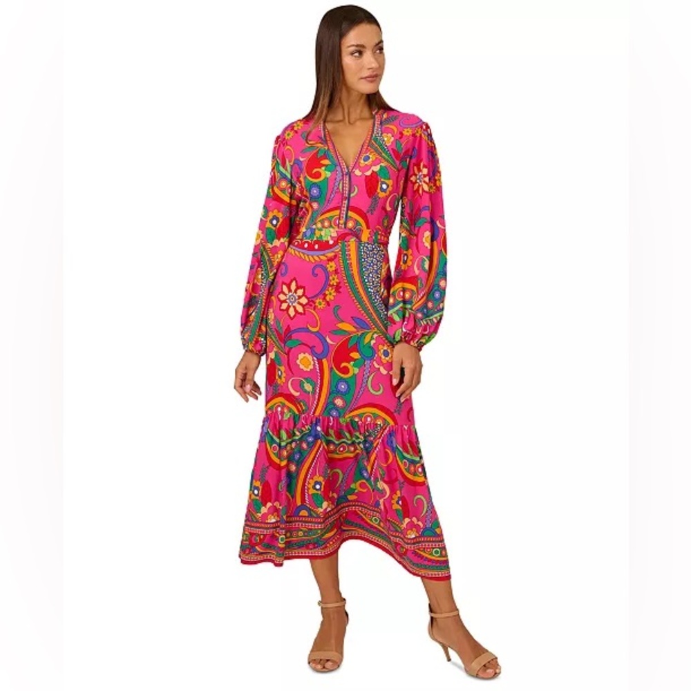 Adrianna by Adrianna Papell (B6) Women's Printed Midi Dress NWT SIZE 8